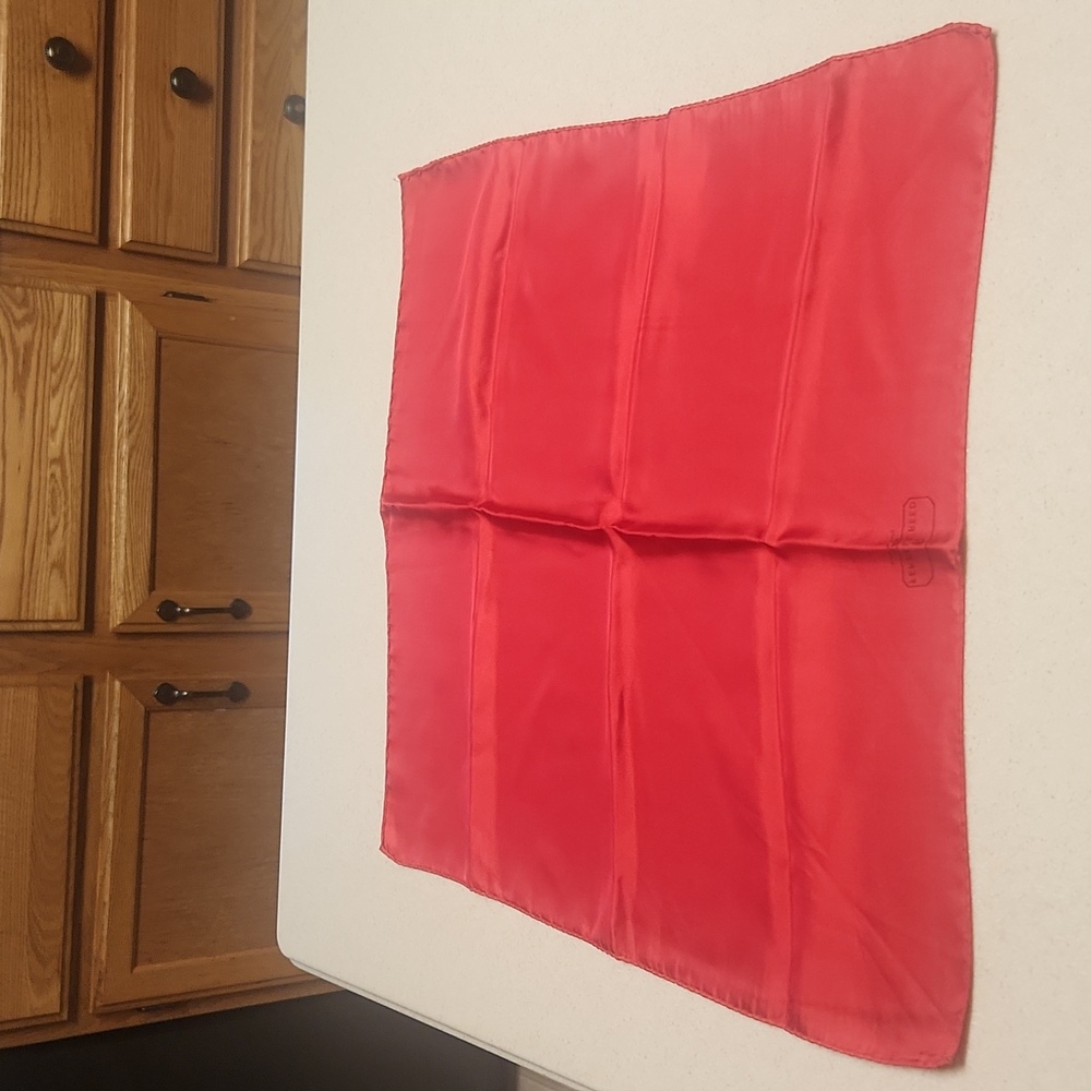 Ferrell Reed Red Silk Pocket Square, EUC - Picture 1 of 3